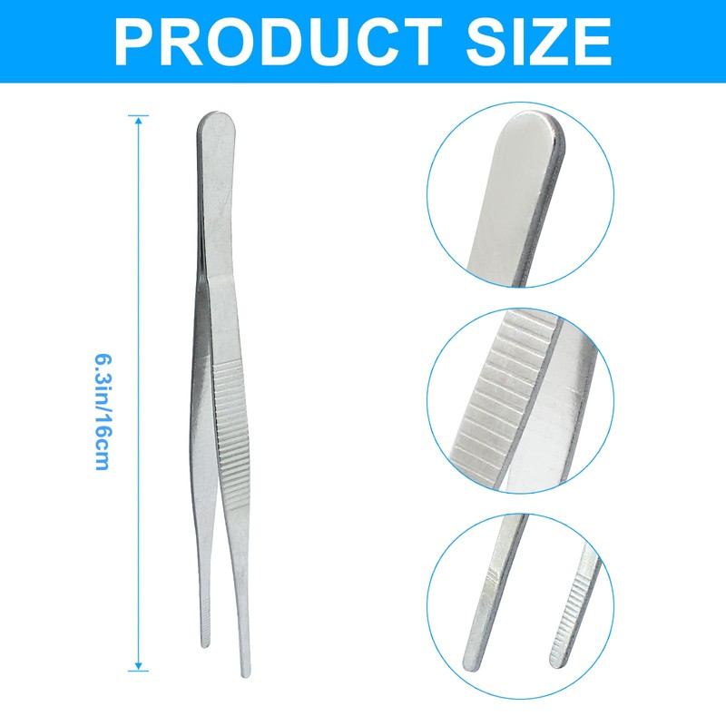 Cionyce 2 Pcs 6 Inch Stainless Steel Forceps, straight Metal