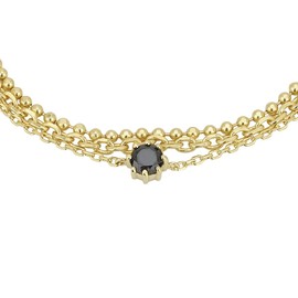 Vanbelle 18K Gold Plated Jewelry - Multi-Chain Bracelet with Black Centered Cubic Zirconia Stone - Beautifully Handcrafted Bracelet - Hand Bracelet Jewelry for Women - 6.50" + 1" extender