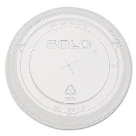 SOLO 662TSCT Straw-Slot Cold Cup Lids, 9oz-20oz Cups, Clear, 100/Sleeve, 10 Sleeves/Carton