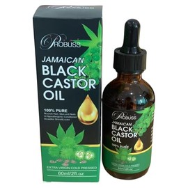 Probuss Jamaican Black Castor Oil, 100% Pure Extra Virgin Cold Pressed, 2fl oz/60ml, for Hair Growth and Scalp Care