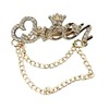 Crystal Crown Queen Brooch Pin with Rhinestones and Double Chain,