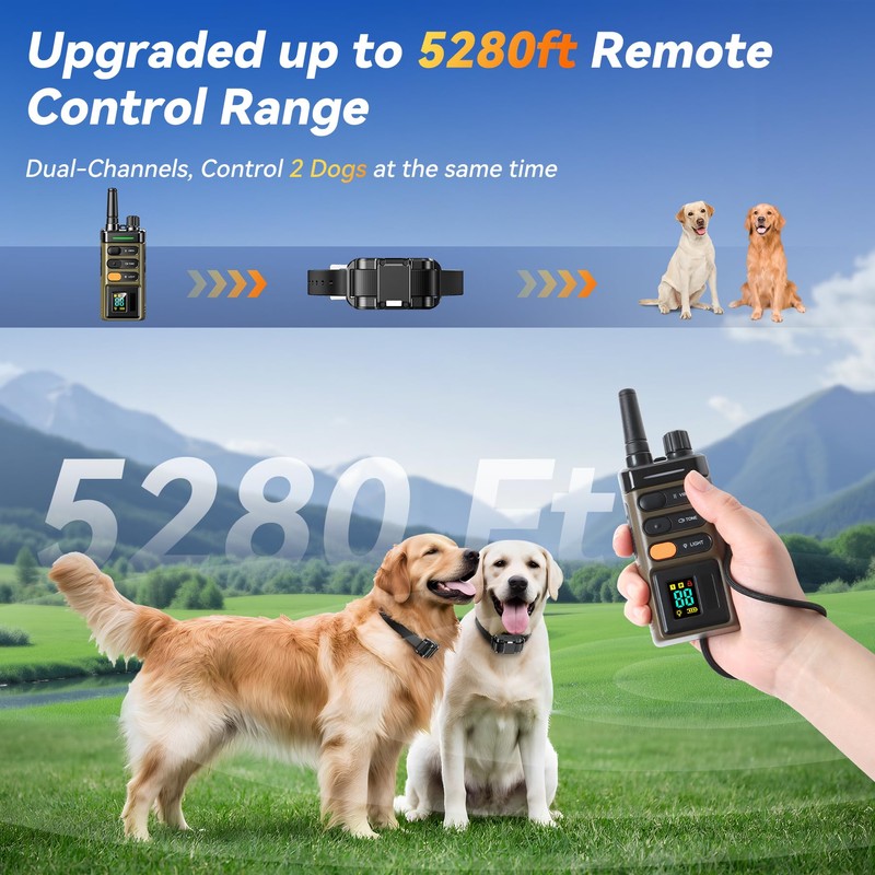 Dog Shock Collar 2 Dogs (15-120Lbs) - 5280FT Dog Training
