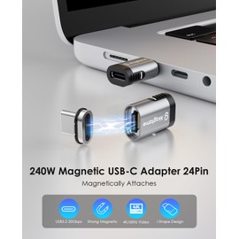 Magtame Magnetic USB C Male to USB C Female Adapter, 240W Type C Coupler Extender, 20Gbps Data Transfer 4K Video Output for Steam Deck, ROG Ally, Switch, Notebook, PC, Tablet, Phone 15 USB3.2