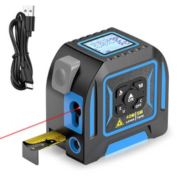 2-in-1 Laser Tape Measure, Lytool 130Ft/40m Laser Measurement Tool, 16Ft/5m Measuring Tape, Digital Laser Tape Measure with M/in/Ft/Ft+in Units, LCD Display, Self-Locking Tape, Belt Clip