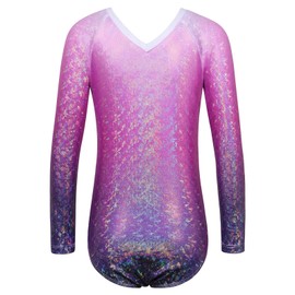 BAOHULU - Maillot de gimnasia para niñas de una sola pieza de 3 a 14 años de práctica, Manga DiamondPurple, 11-12 Años