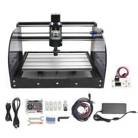 RATTMMOTOR CNC Wood Router Machine Kit 3 Axis GRBL Control DIY Mini CNC Engraver Carving Milling Machine+Offline Controller+775 Spindle Motor ER11 for Cutting Acrylic PVC PCB Plastic Wood