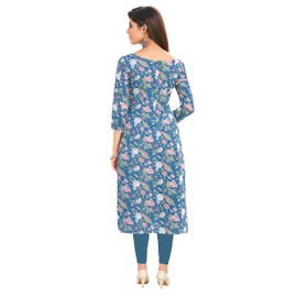 Miraan Kurti de algodón Readymade para mujer (3XL azul), Azul, XXXL