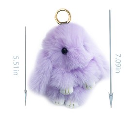 Sqzrpomddy Keychain, Keychain, Cute, Rabbit, Fluffy, Keyring, Bag Hanging Decoration, Rabbit Keychain, Backpacking, light purple