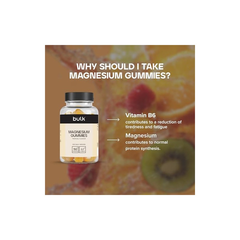 Bulk Magnesium Gummies, Tropical, 150 mg, 60 Gummies