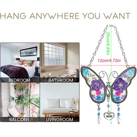FengFaer Mom's Gift I Love You Mom's Unique Butterfly Sun Catcher Window Hanging, Butterfly Suncatcher Wind Chime for mom Mother's Day Birthday Thanksgiving Christmas Valentine's Day