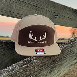 Classic Whitetail Rack-Flat Bill Hat Richardson 168 (5 color options) - Color: Dark Brown/Khaki