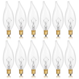 Potanro E12 Incandescent Light Bulbs 40Watt Warm White 2700K, 300 Lumens Candelabra Light Bulbs Dimmable Decorative Chandelier for Ceiling Fan, Pendants (40W-12Pack)