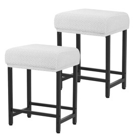 Levoberg Bar Stool Cover Rectangle Stretch Counter Height Barstool Slipcovers Rectangular Vanity Stool Cover Kitchen Counter Saddle Seat Cover for Wooden Metal Bench Set of 2 White