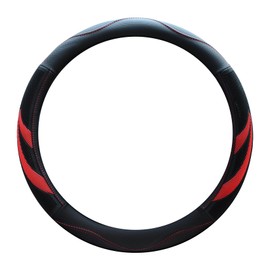 Alusbell Microfiber Leather Steering Wheel Cover Breathable Auto Car Steering Wheel Cover for Women and Men Universal 15 Inches Red