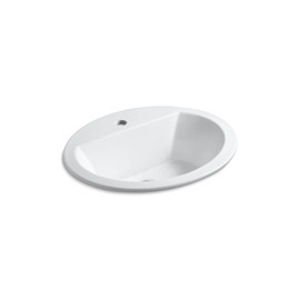 Kohler K-2699-1-0 Bryant Oval Self-Rimming Bathroom Sink with Single-Hole Faucet Drilling, White, 1.375