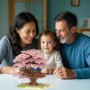Pink Cherry Blossom Tree House Micro Blocks Model, Building Blocks