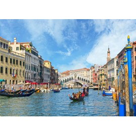 BELECO 9x6ft Fabric Venice Italy Backdrop Gondola Near to Famous Rialto Bridge in Venice Phtography Backdrop for Party Decoration Adult Game Birthday Photoshoot Photo Background Props