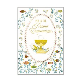 ARKRAFT First Communion Greeting Card 17 x 12 cm with Golden Sayings (C1)