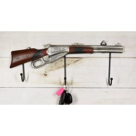 Ebros Gift Rustic Western Country Hunter Vertical Barreled Shotgun 3-Peg Wall Hooks Plaque