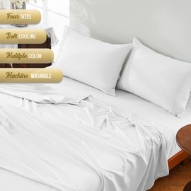 ChicView Twin Sheet Set, Breathable Cooling Microfiber Sheet Set, Deep Pockets Up to 16", Easy Care Bed Sheet and Pillowcase (Twin, White)