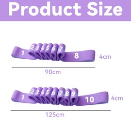 GVSS 2 Piece Elastic Yoga Belt with 8 Buckles, Elastic Band for Bodybuilding, Elastic Yoga Band, Exercise Fitness Strap for Pilates, Stretching and Fitness, Purple