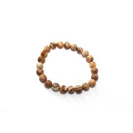 Jet International Jasper Round Beads Stretch Bracelet Natural Original Original A +