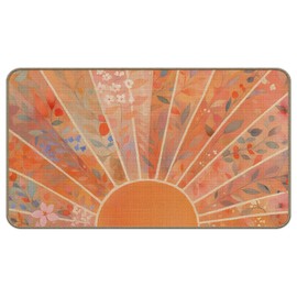 M-Qizi Boho Sun Floral Door Mat, Mid Century Modern Sunshine Welcome Mat Doormat for Indoor Outdoor Front Door Porch Entrance Outside, Boho Floral Bath Mats for Bathroom, 17x30 Inch