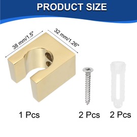 uxcell Shower Head Holder, Zinc Alloy Handheld Bidet Sprayer Holder Shower Wand Holder Toilet Sprayer Base Support Showerhead Clips with Screws for Faucet Bathtub (Square, Gold)