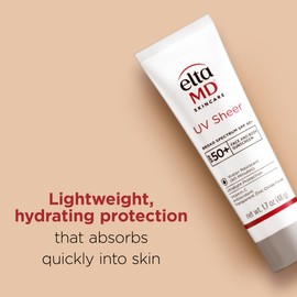 EltaMD UV Sheer Face and Body Sunscreen SPF 50+, Oil Free, No White Cast Sunscreen for Face and Body, Zinc Oxide Formula, 1.7 oz Tube