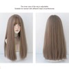 Women Light Brown Wig with Bangs Long Straight Synthetic Realistic