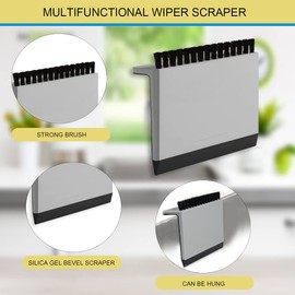 DOERDO 3 Pieces Kitchen Sink Squeegee and Countertop Brush Wiper Multipurpose Scraper and Cleaning Brush for Kitchen Crack Crevice Corner, Car Air Vent, Tile Lines