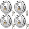 HOX Keyed Disc Padlock, Stainless Steel Keyed-Alike Padlocks, 4-Pack Heavy