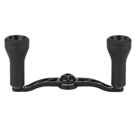 GOMEXUS Reel Handle CH-TPE24 Double Handle 24mm with Knob Compatible with Shimano and Daiwa Bait Reels Mounts to Scorpion, DC, MD, Zillion TW, HD, etc., Sea Bass, Snakehead, Large Freshwater Fish, Saltwater Fishing, Long Lasting Comfort (All Black, 7x4mm