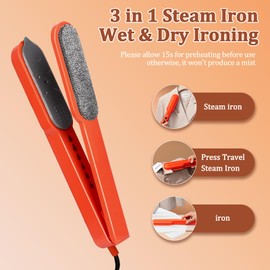 Handheld Iron for Clothes, Press Travel Steam Iron,3 in 1 Steam Iron Wet & Dry Ironing,15s Fast Heat Up, No Ironing Board Required,110V Portable for Travel, With Detachable Brush Panel