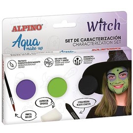 Alpino Aqua Make Up Witch Characterisation Set | Water Based Face and Body Makeup | Ideal for Costumes for Children and Adults | Water Based Paint for Leisure and Semi-Professional
