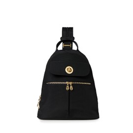Baggallini Naples Convertible Small Daypack Sling Crossbody, Black/Gold Hardware