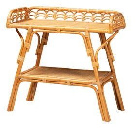 bali & pari Nayana Natural Rattan Console Table, 2-Tier, Light Honey