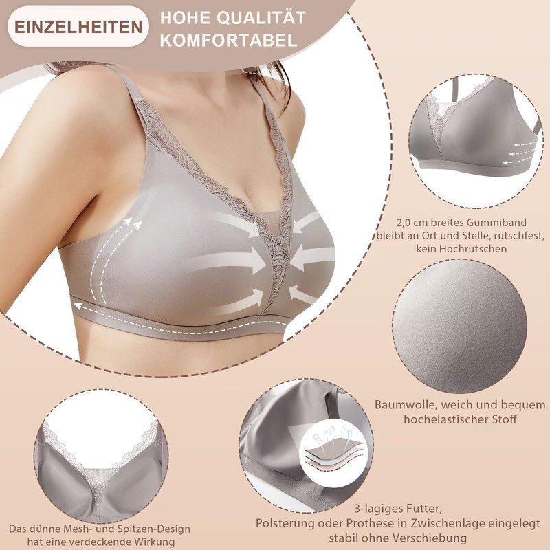 CYTMTZGA Mastectomy Bra Seamless Everyday Prostheses Post-Surgical Bra with Pockets