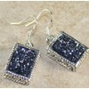 SILVER Vintage Style Ocean Blue Rainbow Titanium Druzy Rectangular Earrings