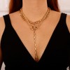 Aimimier Punk 3-layered Gold Link Chain Necklace Paperclip Chain Lariat