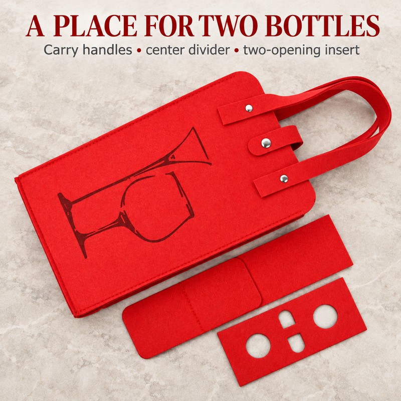 Felt Wine Bag for Gifting – Reusable Double Bottle Carrier