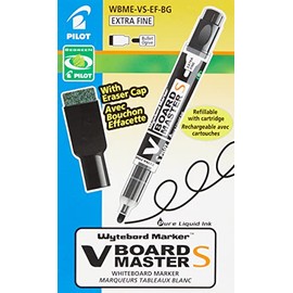 Pilot V-Board Master S 3.5 mm Tip Extra Fine Whiteboard Marker with Eraser - Black (Box of 10)