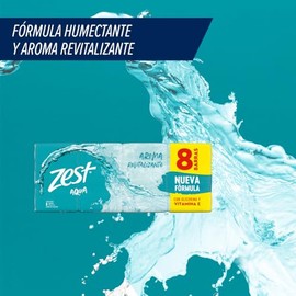 Jabón en Barra Zest Aqua, para una piel visiblemente saludable y revitalizada, con glicerina y vitamina E 8 pack de 135 gr c/u
