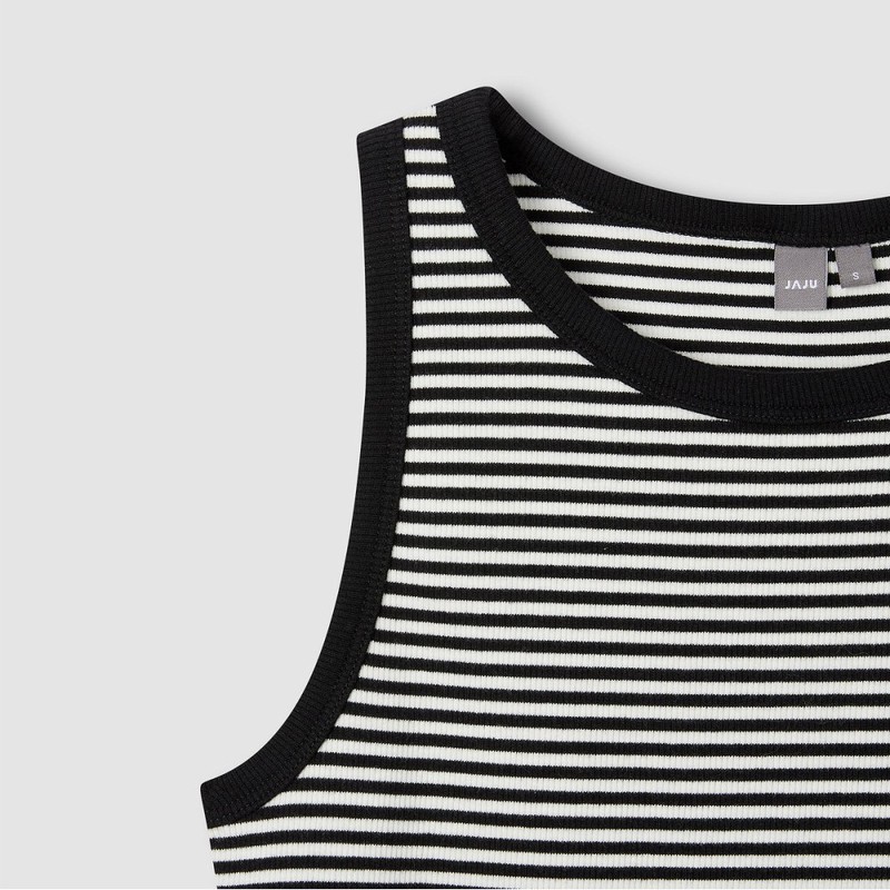 JAJU [JAJU] Women's Cotton Rib Sleeveless T-shirt_Jet Black