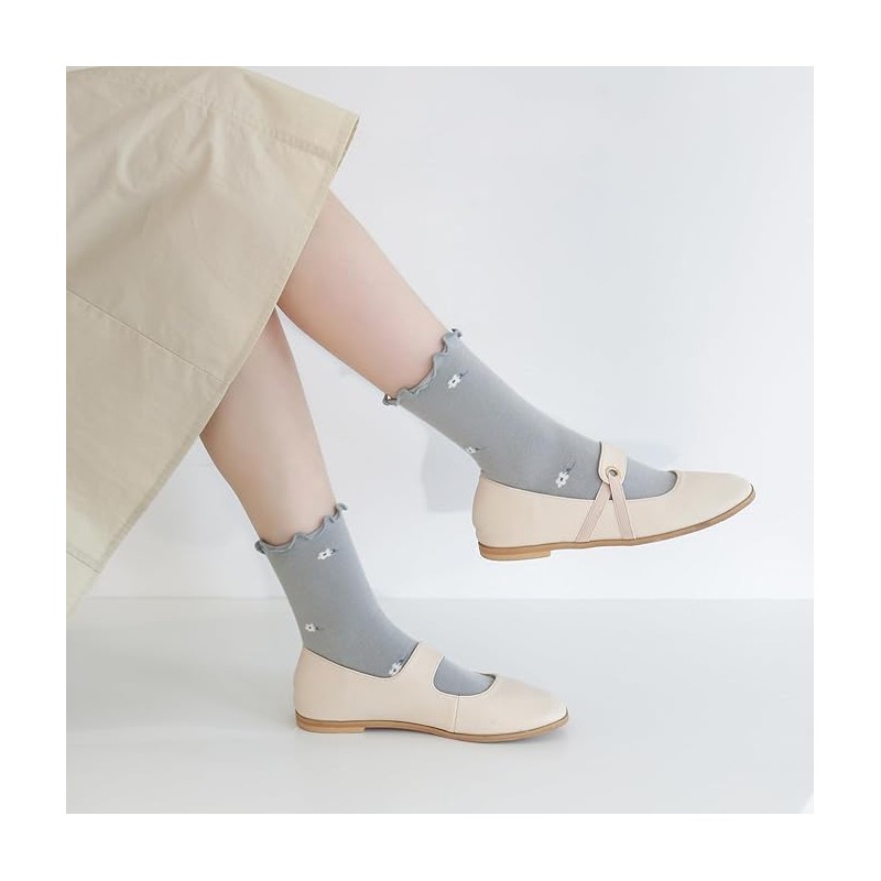 OFFTESTY Women's Crew Socks, Casual, Cotton, Cute, Fresh Socks, Set