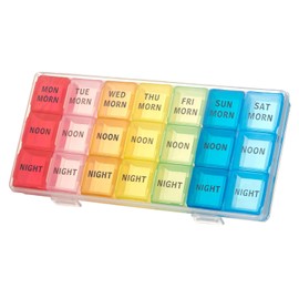 INWALKOLI Weekly Pill Organizer 3 Times A Day, 7 Day Pill Box Organizer Weekly Pill Box Case with 21 Large Compartments for Morning Noon Evening