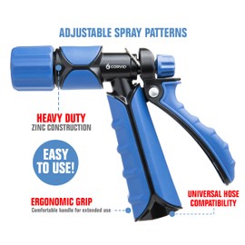 3-Pack Corvid Heavy Duty Rear Trigger Adjustable Spray Hose Nozzle – Durable Zinc Construction with Adjustable Stream Control – Ideal for Car Washing, Lawn & Garden, and Outdoor Cleaning Tasks