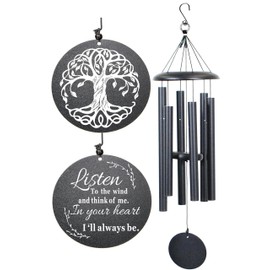 Sympathy Wind Chimes for Loss of Loved One, 40 Inch Memorial Windchimes for Lost Father Mother Friends, Remembrance Bereavement Gift (Black)