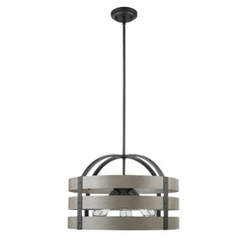 Globe Electric 60803 Maddox 3-Light Chandelier, Matte Black, Faux Wood