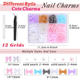 3D Bow Charms for Nails Cute Butterfly Nail Charms Mixed Colors Bows Style and Nails Pearl,for Manicure DIY Nail Art Design Jewelry Decoration